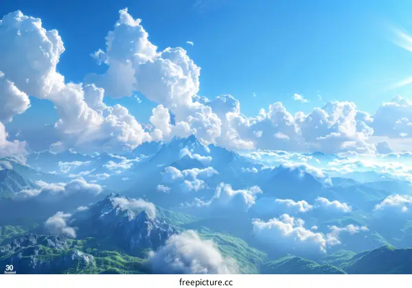 Majestic Mountain Peaks and Blue Sky