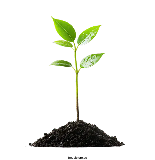 [Transparent Background PNG]Young Plant Sprout Growing from Soil