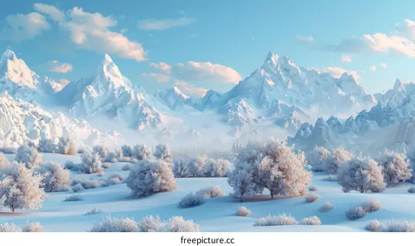 Snow-Capped Mountains and Frosted Trees: A Winter Wonderland