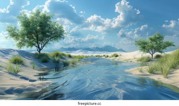 Serene Oasis in the Vast Desert Landscape
