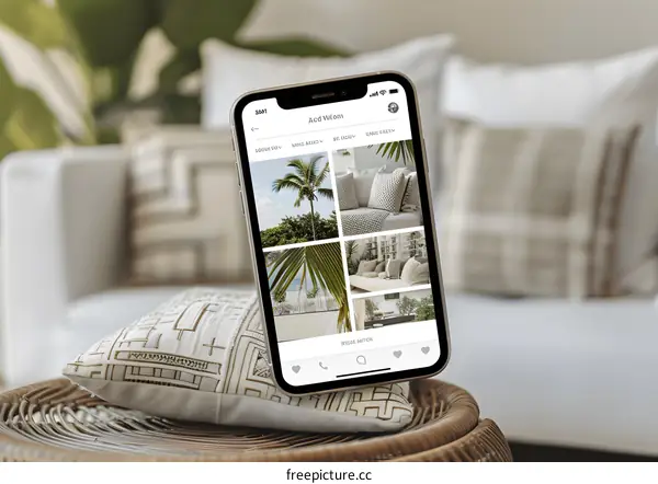 Mobile Phone Displaying a Home Decor App