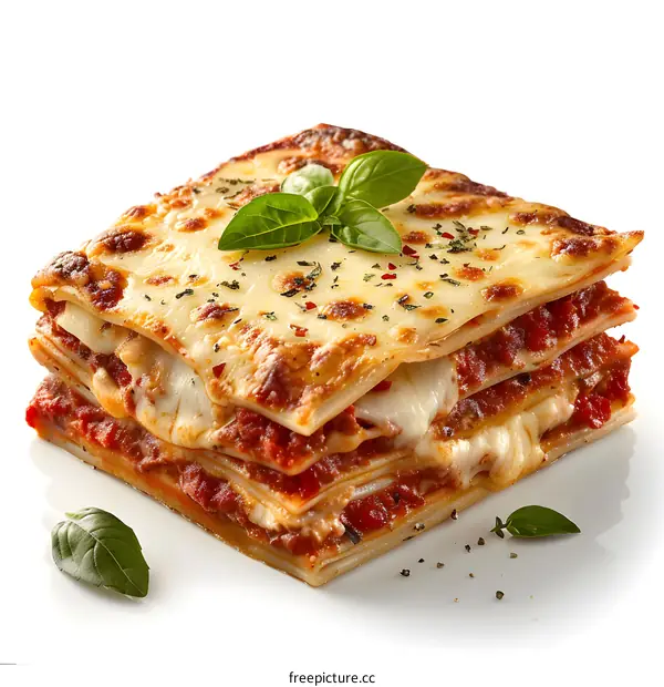 Delicious Lasagna with Cheese and Basil