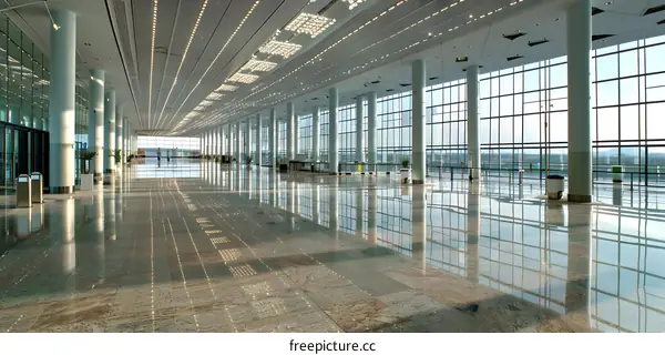 Modern Airport Terminal Interior Design With Large Windows