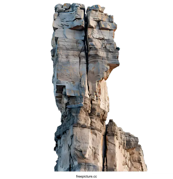 [Transparent Background PNG]Tall Rock Formation Isolated Against White Background