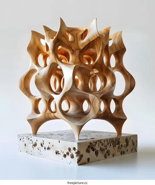 Abstract organic wooden sculpture