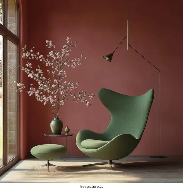 Modern Living Room Interior Design with Egg Chair