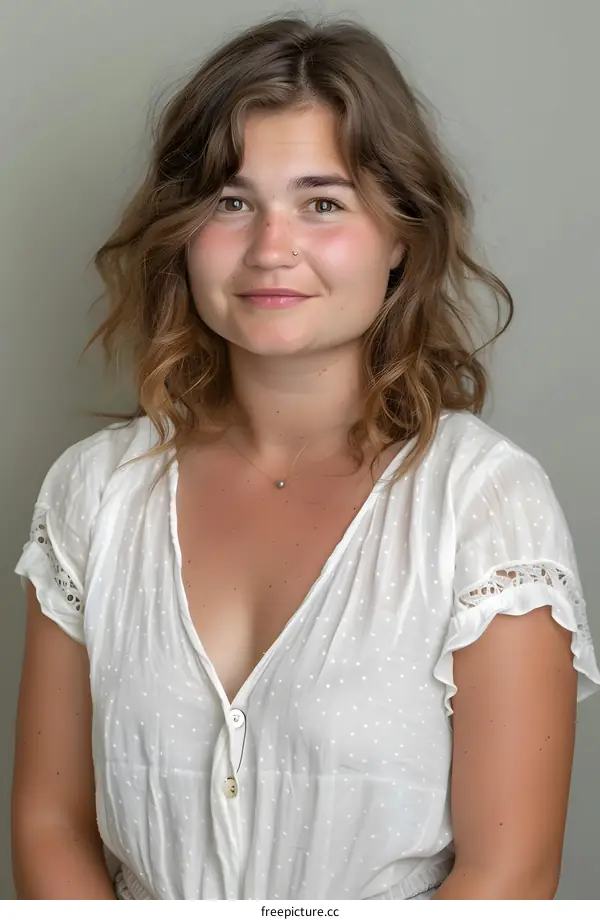Portrait of a Young Woman with a White Blouse