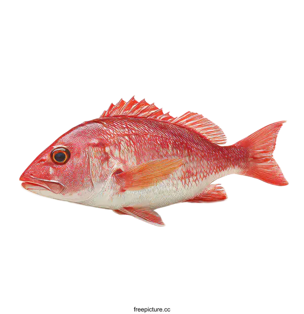 [Transparent Background PNG]Fresh Red Snapper Fish Isolated on White Background