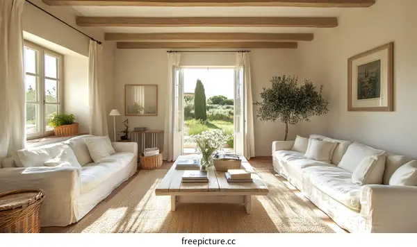 Calm Beige Living Room with Natural Light