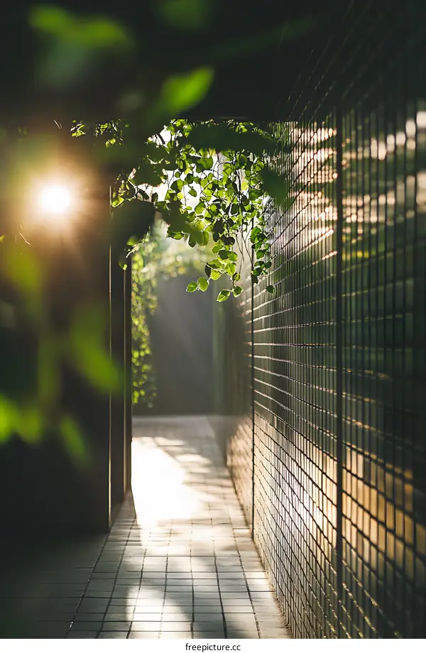 Sunlight Through Green Leaves In A Narrow Path