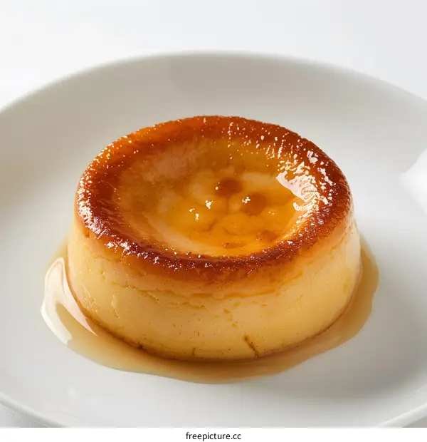 Cream Caramel Flan Dessert on Plate