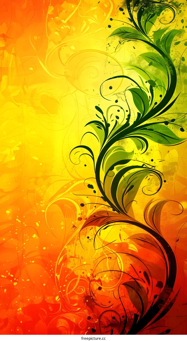 Abstract Floral Design on Grunge Background