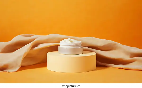 Cream Jar Display on Pastel Background