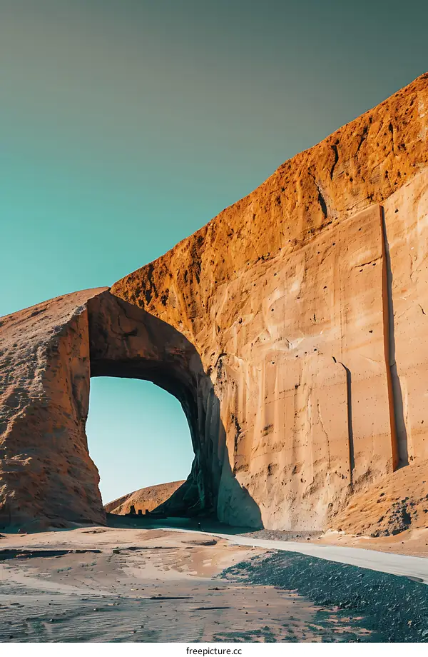Natural Rock Arch Formation in Desert Landscape