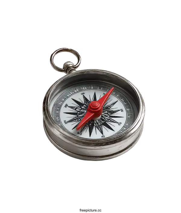 [Transparent Background PNG]Vintage Metal Compass on White Background