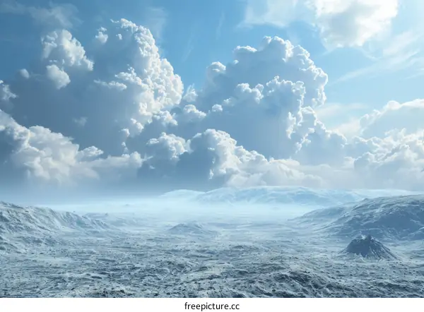 A Frozen Landscape Under a Vast Sky