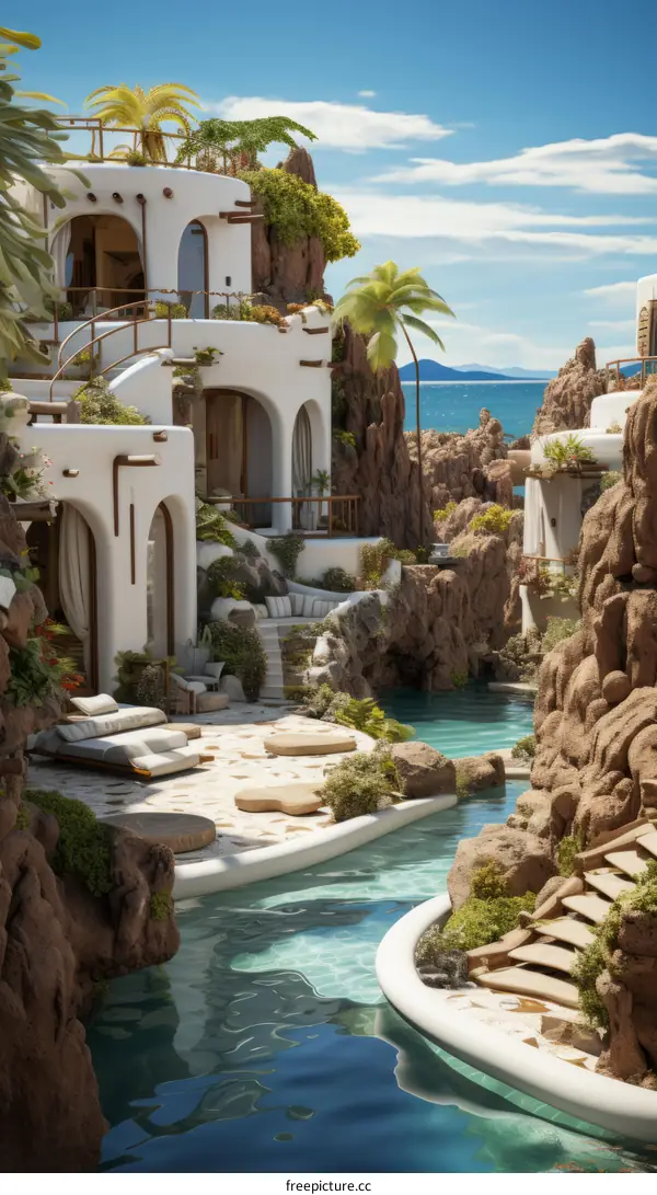 Stunning whitewashed Mediterranean villa with pool