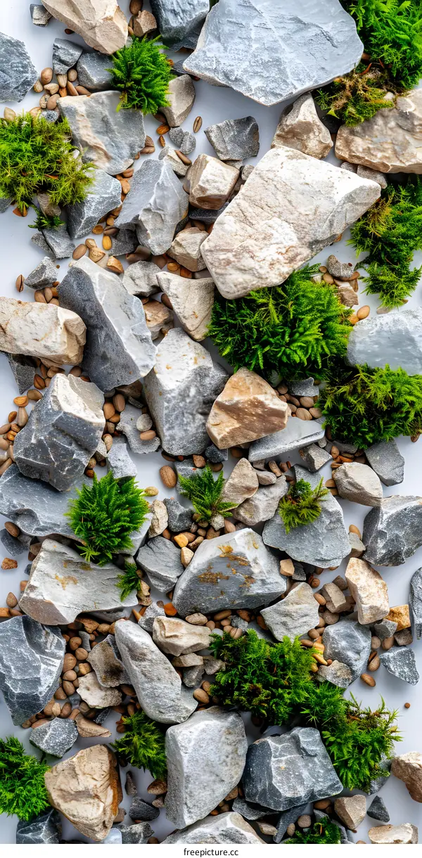 Close Up of Rocks and Moss