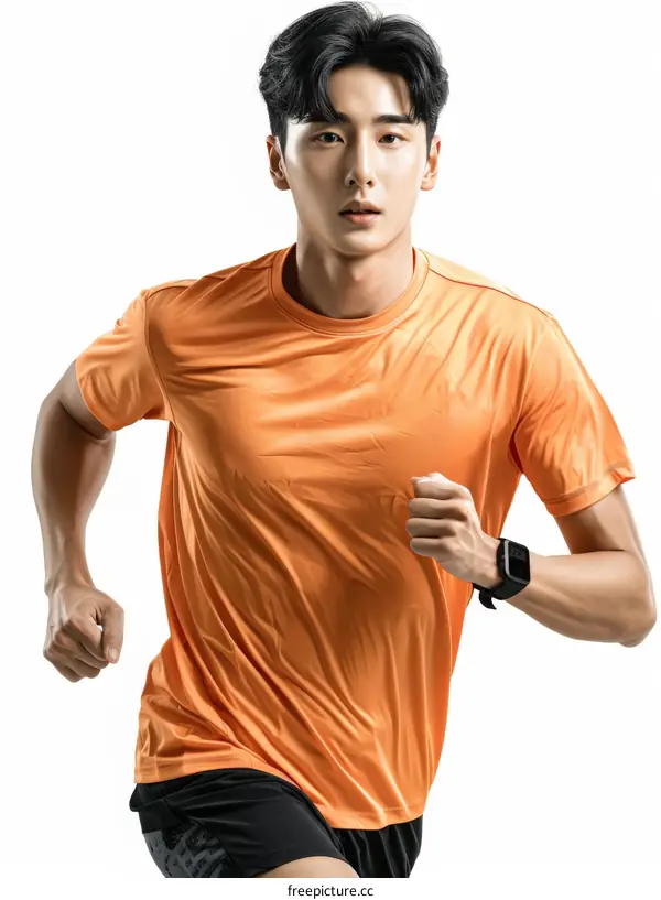 Asian man running in sportswear