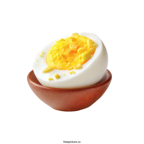 [Transparent Background PNG]Close-up of a Halved Boiled Egg in a Small Bowl
