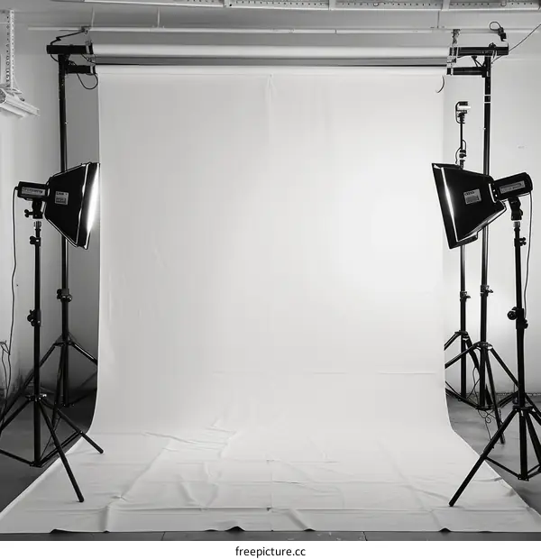 Studio Backdrop and Lighting Equipment Setup