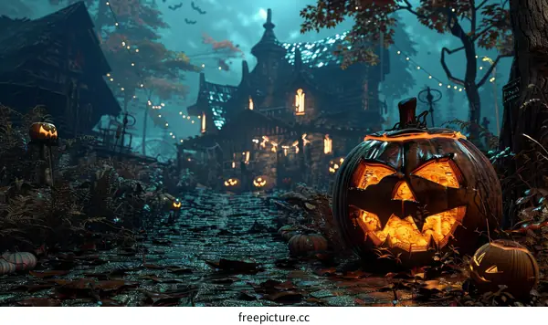Halloween Night in a Creepy Village