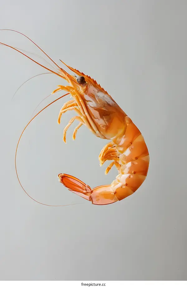 A fresh prawn isolated on white background