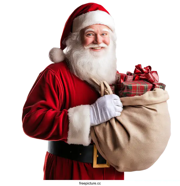 [Transparent Background PNG]Santa Claus carrying Christmas gifts