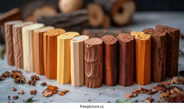 Wooden Blocks in Different Colors and Textures