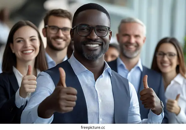 Successful Business Team Showing Thumbs Up