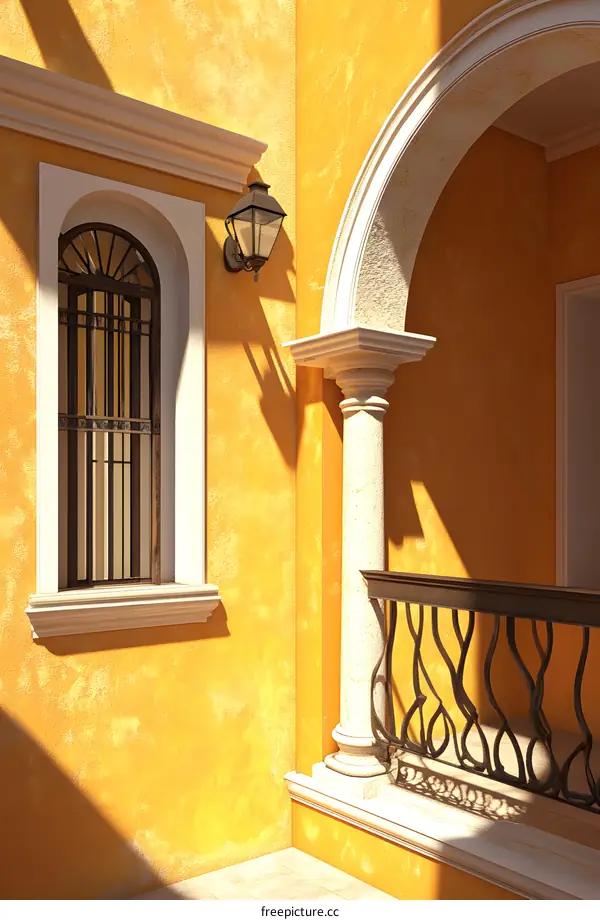 Yellow Wall with Archway and Window