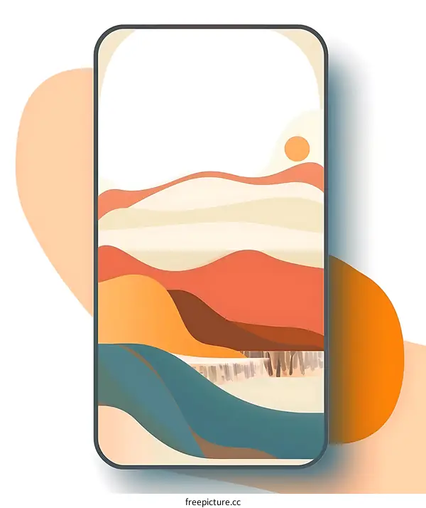 Abstract Landscape Illustration With Sun