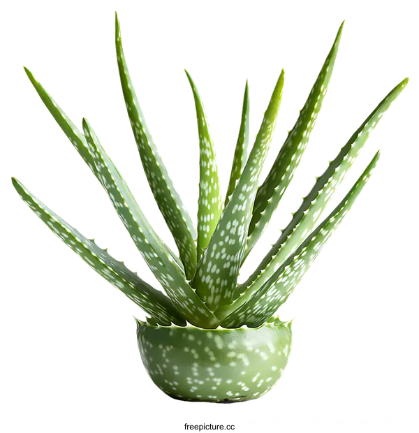 [Transparent Background PNG]Aloe Vera Plant in Pot Beautiful Close-up