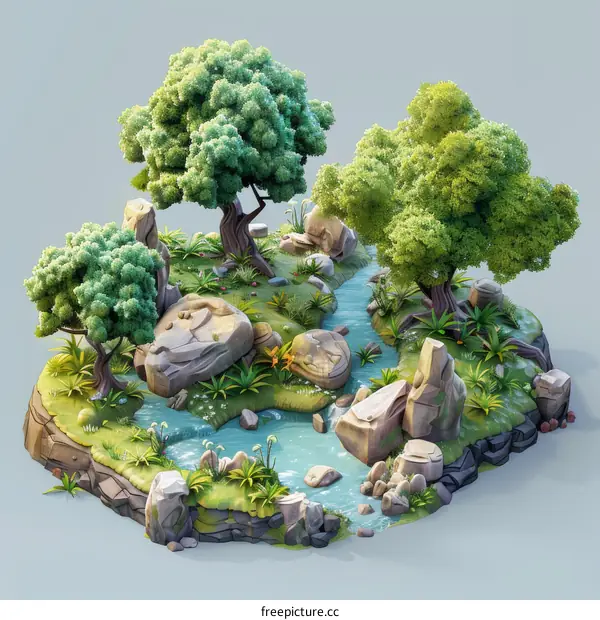 Fantasy Forest Environment - Isometric Illustration