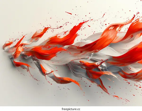 Red and white flowing paint