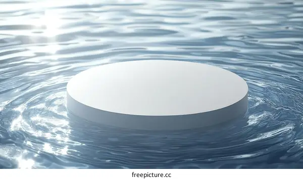 Abstract White Circle Platform on Rippled Water