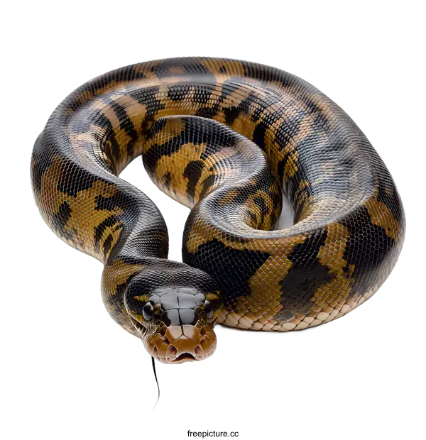 [Transparent Background PNG]Close Up Of A Black And Yellow Python Snake