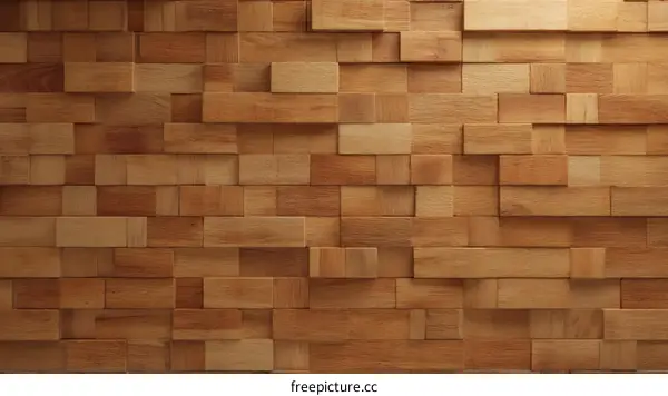 Abstract Wooden Block Wall Design