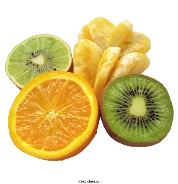 [Transparent Background PNG]Freshly Cut Kiwi, Orange and Lime Slices