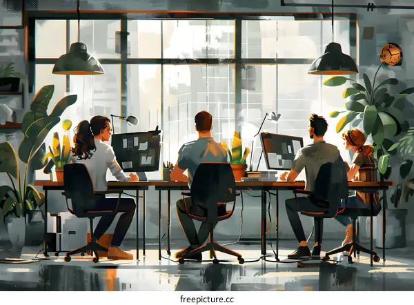 Illustration of people working in an office