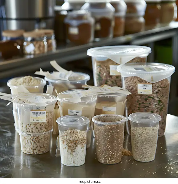 Variety of Grains in Clear Plastic Containers