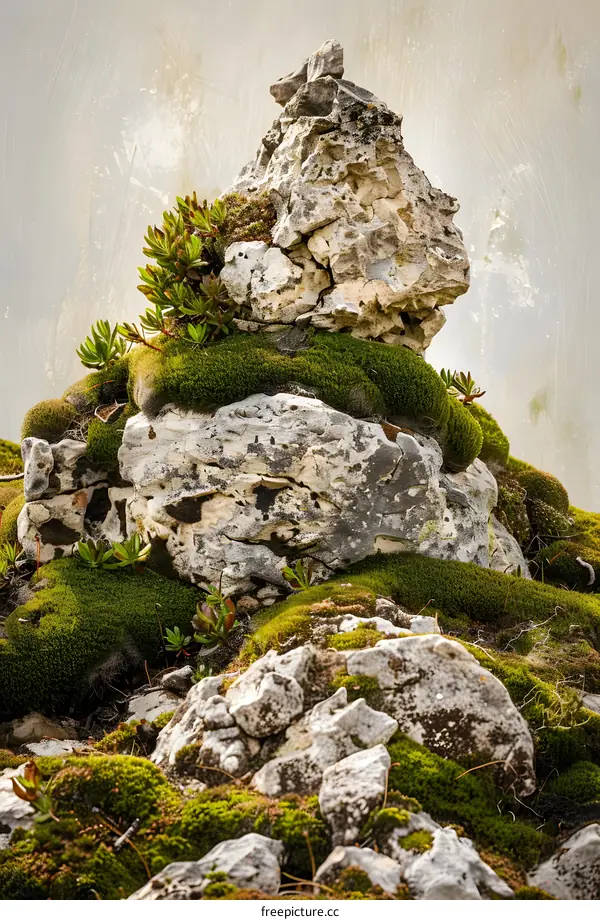 Green Moss Covered Rocks in Nature