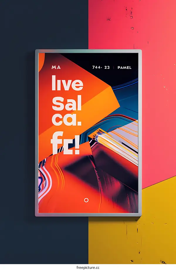 Abstract Graphic Design Poster with Colorful Shapes and Text