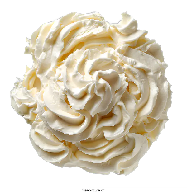 [Transparent Background PNG]Swirls of Whipped Cream on White Background