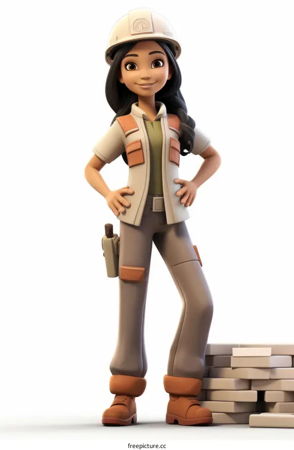 Confident Female Construction Worker in Uniform