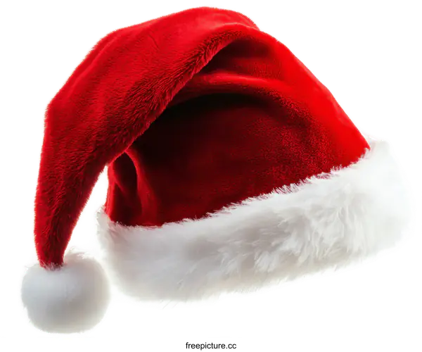 [Transparent Background PNG]Classic Red Santa Claus Hat with White Fur Trim