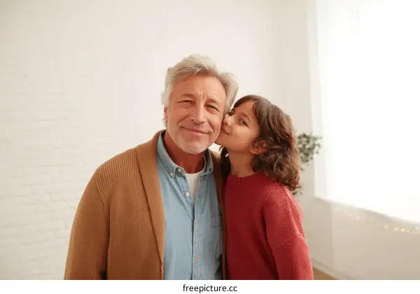 Grandfather and Granddaughter Affectionate Portrait