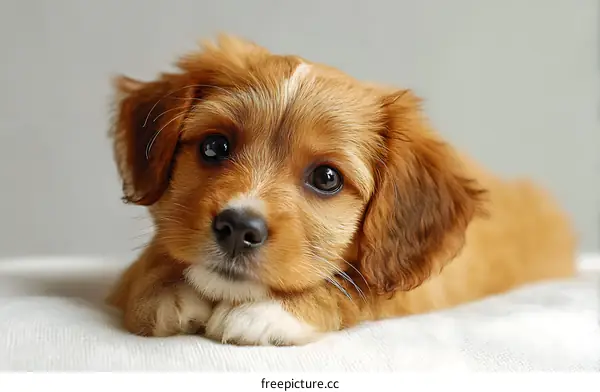 Adorable Puppy Close-up on a Soft Surface