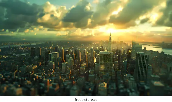 New York Cityscape Sunset