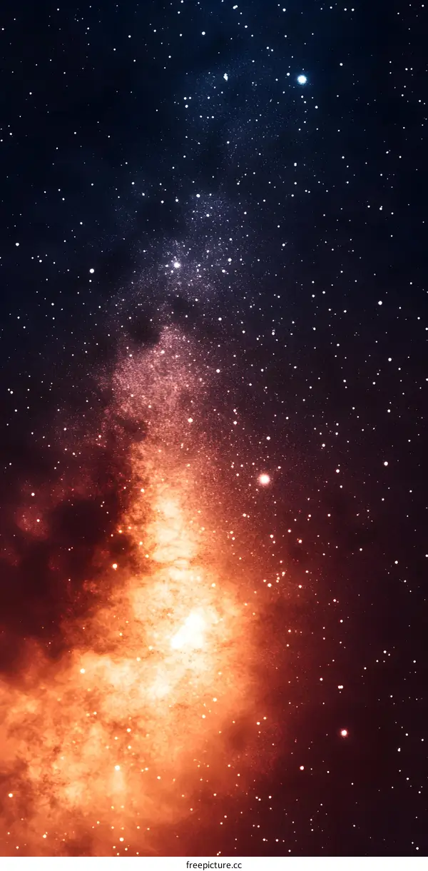 Cosmic Nebula with Stars and Galaxies